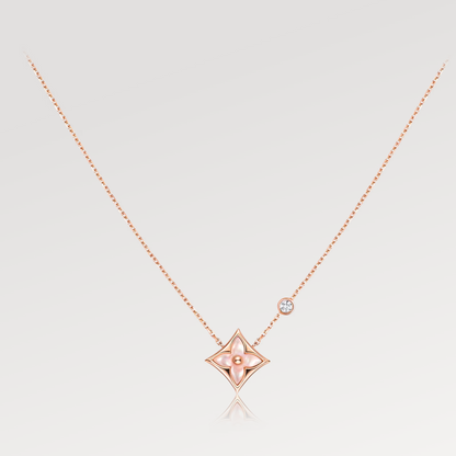 [Glow Jewelry]STAR PINK MOP 1 DIAMOND PINK GOLD NECKLACE