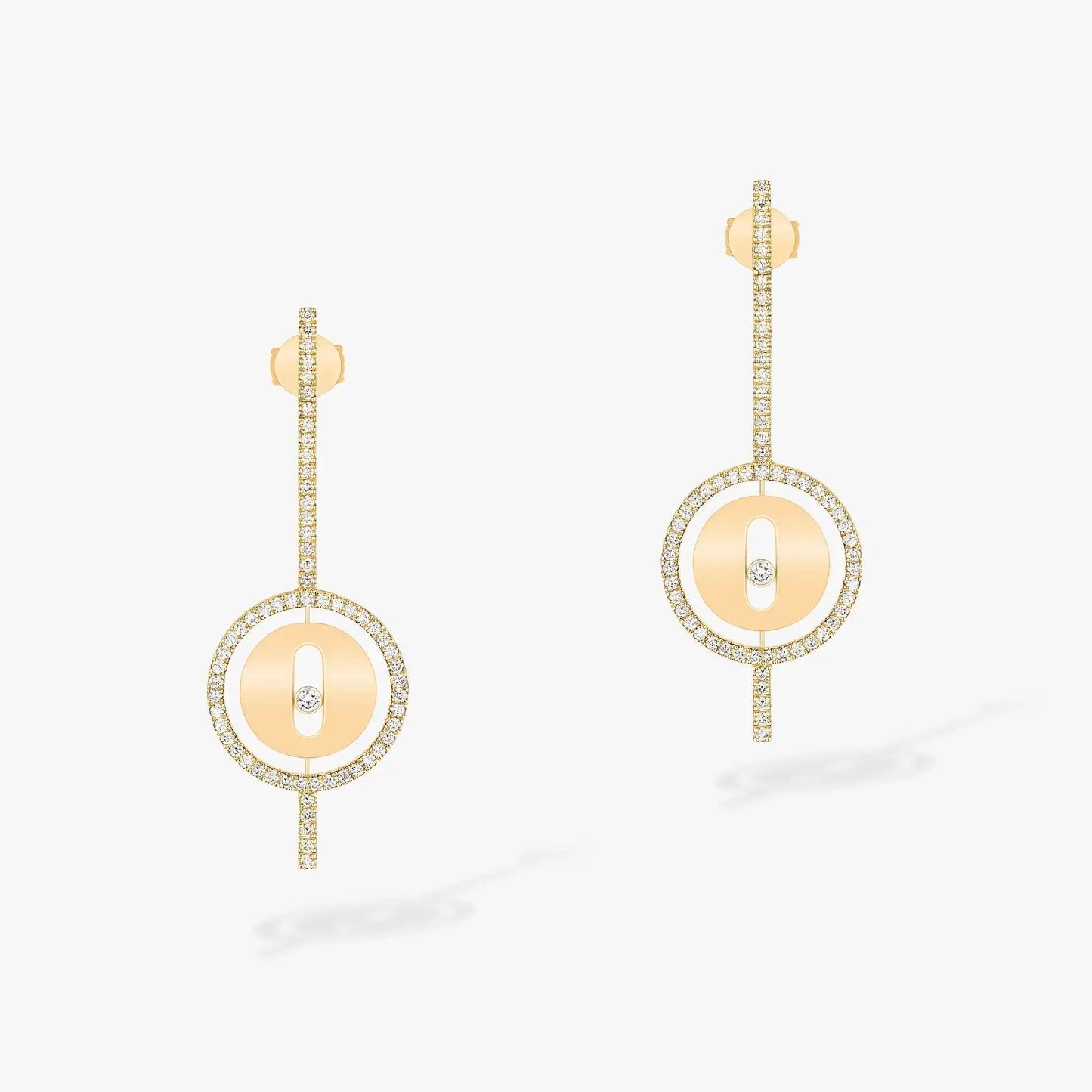 [Glow Jewelry]LUCKY MOVE ARROW PINK GOLD DIAMOND EARRINGS