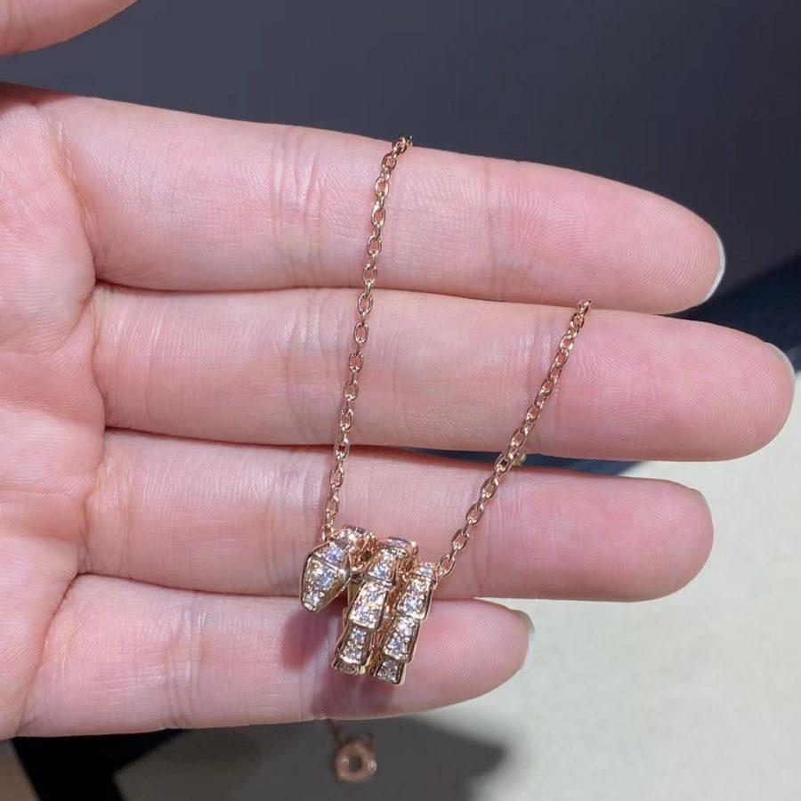 [Glow Jewelry]SERPENTI PINK GOLD NECKLACE DOUBLE RING DIAMOND