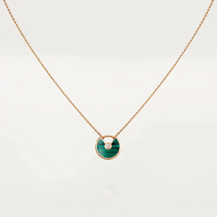 [Glow Jewelry]AMULETTE ROSE GOLD MALACHITE NECKLACE
