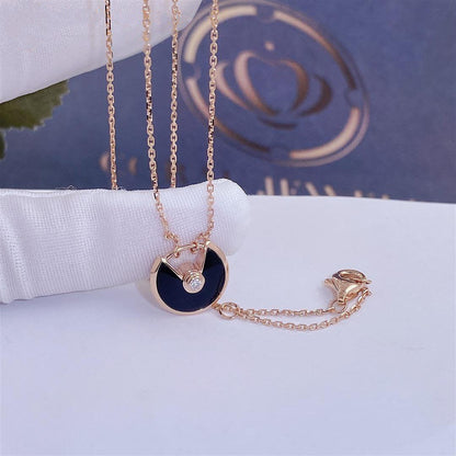 ¡®Glow Jewelry¡¯AMULETTE ROSE GOLD ONYX NECKLACE