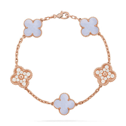 [Glow Jewelry] CLOVER 5 MOTIF PURPLE CHALCEDONY BRACELET COLLECTION