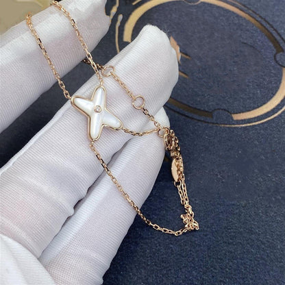 [Glow Jewelry]JEUX BRACELET WHITE MOP PINK GOLD 1 DIAMOND