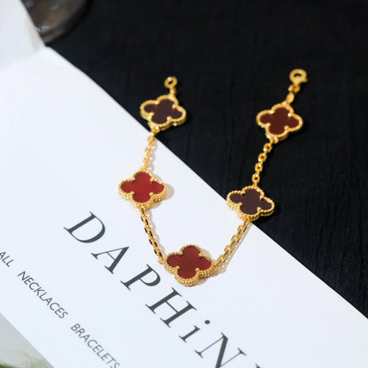 [Glow Jewelry]New  CLOVER 5 MOTIF RED CORNELIAN BRACELET COLLECTION