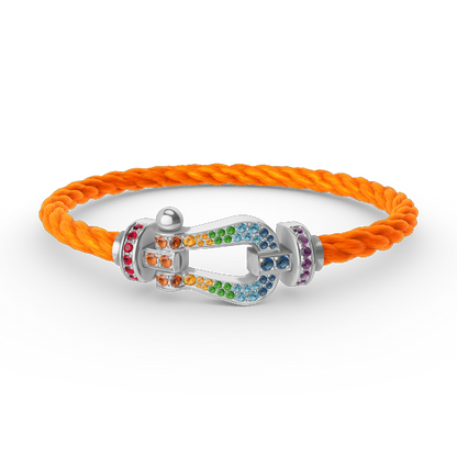 ¡®Glow Jewelry¡¯FORC LARGE HORSESHOE  COLORED DIAMOND BRACELET SILVER