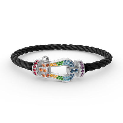 [Glow Jewelry]FORC LARGE HORSESHOE  COLORED DIAMOND BRACELET SILVER