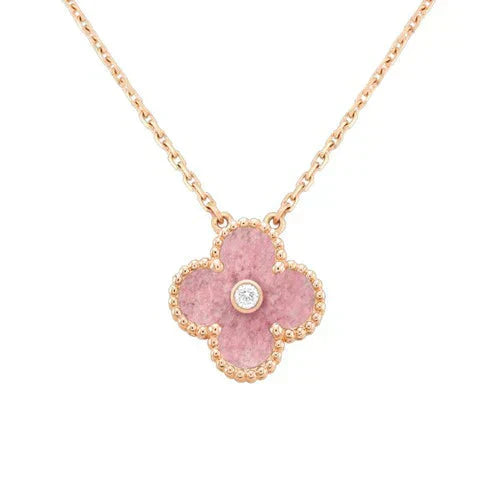 ¡®Glow Jewelry¡¯CLOVER 15MM DIAMOND RHODONITE NECKLACE