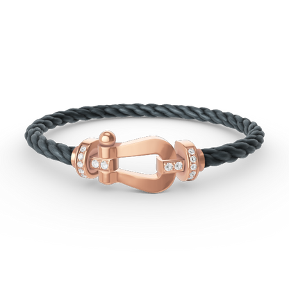 [Glow Jewelry]FORCE LARGE HORSESHOE HALF DIAMOND BRACELET ROSE GOLD