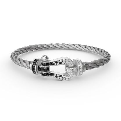 ¡®Glow Jewelry¡¯FORCE LARGE HORSESHOE BLACK WHITE DIAMOND BRACELET SILVER