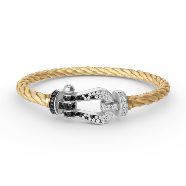 ¡®Glow Jewelry¡¯FORCE LARGE HORSESHOE BLACK WHITE DIAMOND BRACELET SILVER