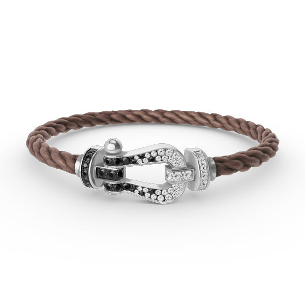 ¡®Glow Jewelry¡¯FORCE LARGE HORSESHOE BLACK WHITE DIAMOND BRACELET SILVER