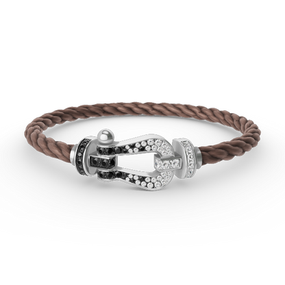 ¡®Glow Jewelry¡¯FORCE LARGE HORSESHOE BLACK WHITE DIAMOND BRACELET SILVER