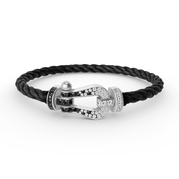 ¡®Glow Jewelry¡¯FORCE LARGE HORSESHOE BLACK WHITE DIAMOND BRACELET SILVER