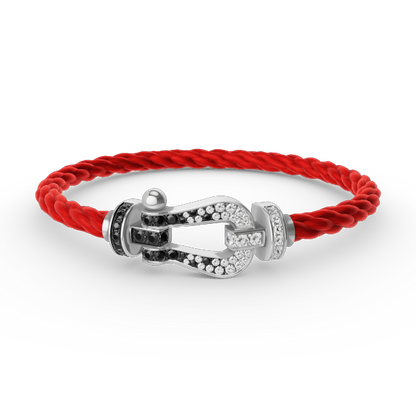 ¡®Glow Jewelry¡¯FORCE LARGE HORSESHOE BLACK WHITE DIAMOND BRACELET SILVER