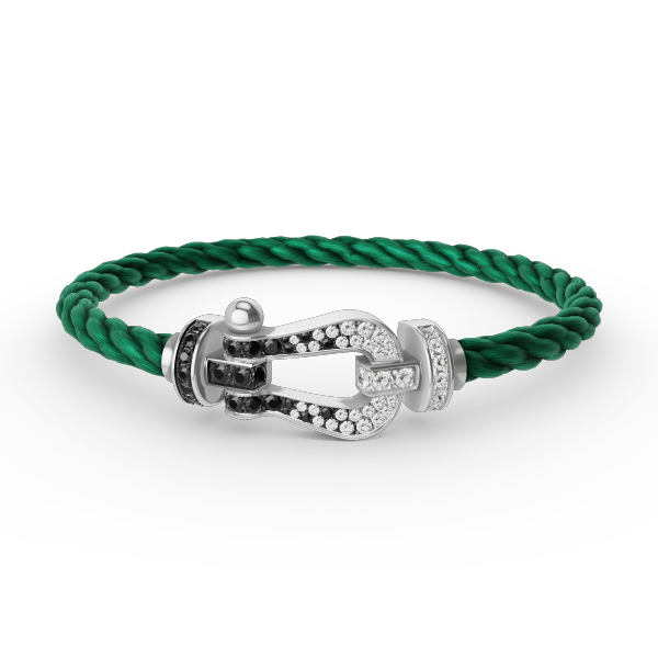 ¡®Glow Jewelry¡¯FORCE LARGE HORSESHOE BLACK WHITE DIAMOND BRACELET SILVER