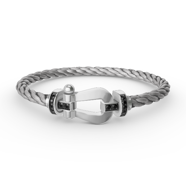 ¡®Glow Jewelry¡¯FORCE LARGE HORSESHOE BLACK DIAMOND BRACELET SILVER