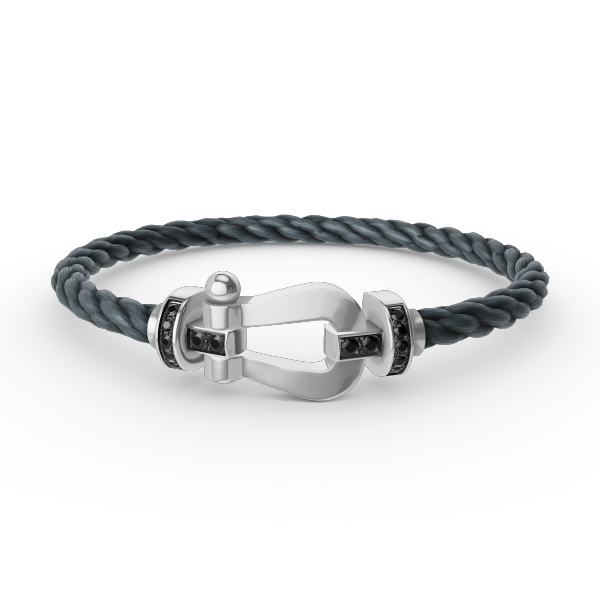 [Glow Jewelry]FORCE LARGE HORSESHOE BLACK DIAMOND BRACELET SILVER
