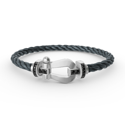 [Glow Jewelry]FORCE LARGE HORSESHOE BLACK DIAMOND BRACELET SILVER