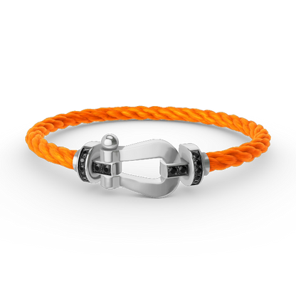 [Glow Jewelry]FORCE LARGE HORSESHOE BLACK DIAMOND BRACELET SILVER