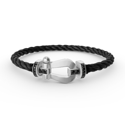 ¡®Glow Jewelry¡¯FORCE LARGE HORSESHOE BLACK DIAMOND BRACELET SILVER
