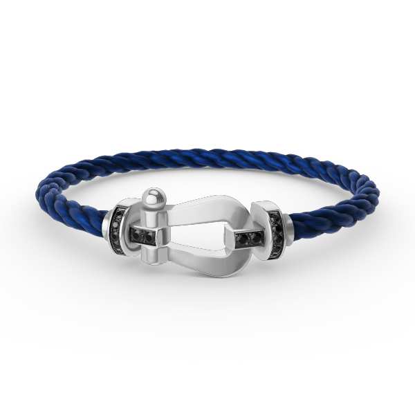 [Glow Jewelry]FORCE LARGE HORSESHOE BLACK DIAMOND BRACELET SILVER