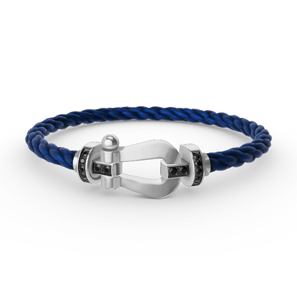 [Glow Jewelry]FORCE LARGE HORSESHOE BLACK DIAMOND BRACELET SILVER