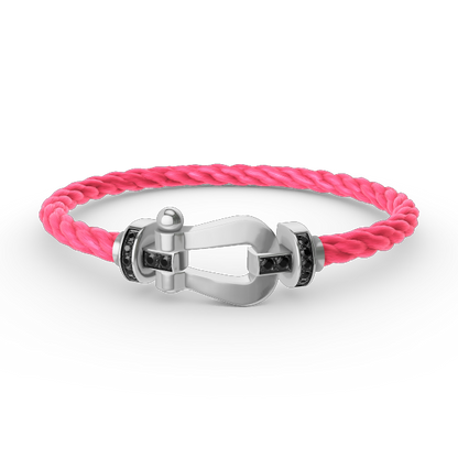 ¡®Glow Jewelry¡¯FORCE LARGE HORSESHOE BLACK DIAMOND BRACELET SILVER