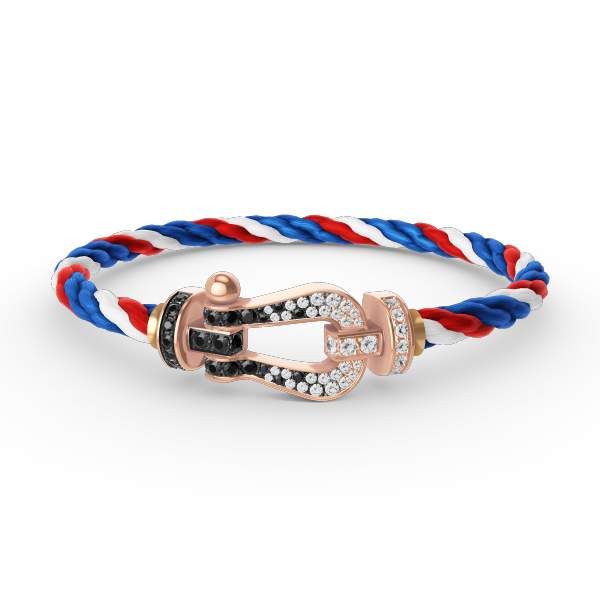 [Glow Jewelry]FORCE LARGE HORSESHOE BLACK WHITE DIAMOND BRACELET ROSE GOLD