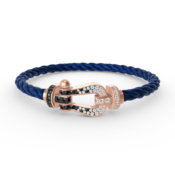 [Glow Jewelry]FORCE LARGE HORSESHOE BLACK WHITE DIAMOND BRACELET ROSE GOLD