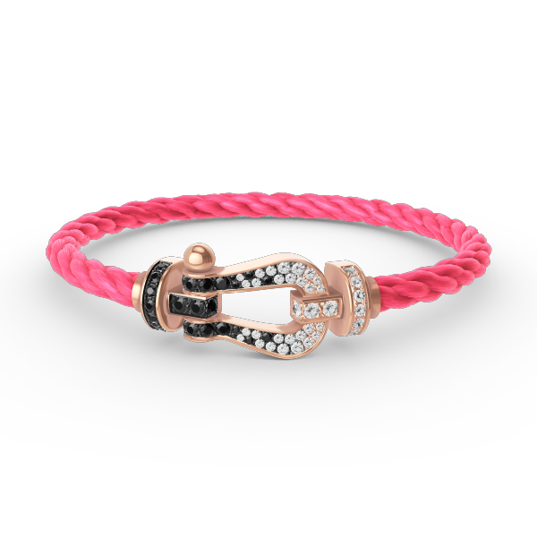 [Glow Jewelry]FORCE LARGE HORSESHOE BLACK WHITE DIAMOND BRACELET ROSE GOLD