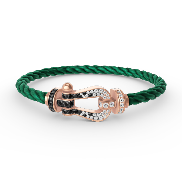[Glow Jewelry]FORCE LARGE HORSESHOE BLACK WHITE DIAMOND BRACELET ROSE GOLD