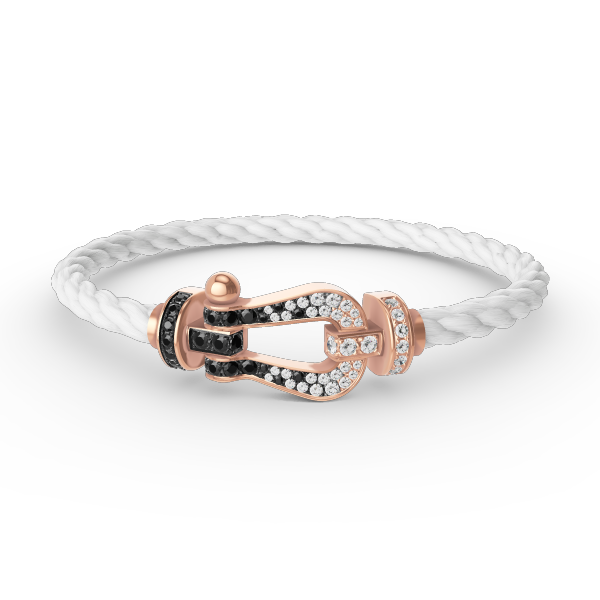 [Glow Jewelry]FORCE LARGE HORSESHOE BLACK WHITE DIAMOND BRACELET ROSE GOLD