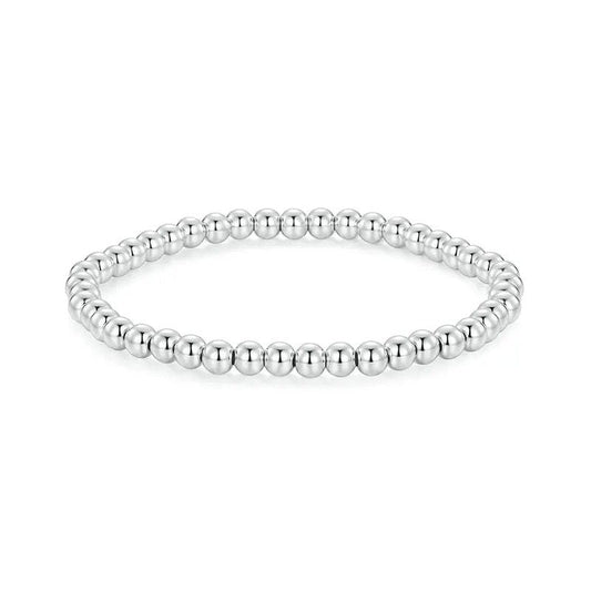Bead Ball Bracelet Stretchable Elastic White Gold