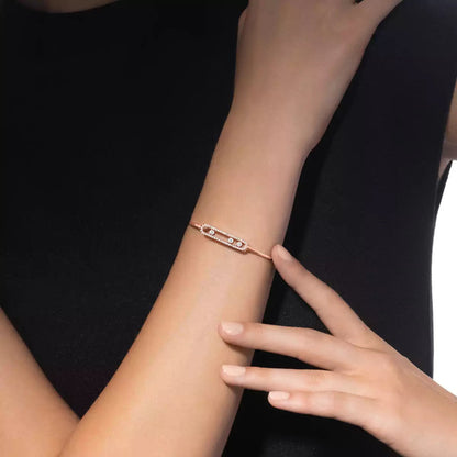 [Glow Jewelry]Move Pavé Diamond Bangle Bracelet M