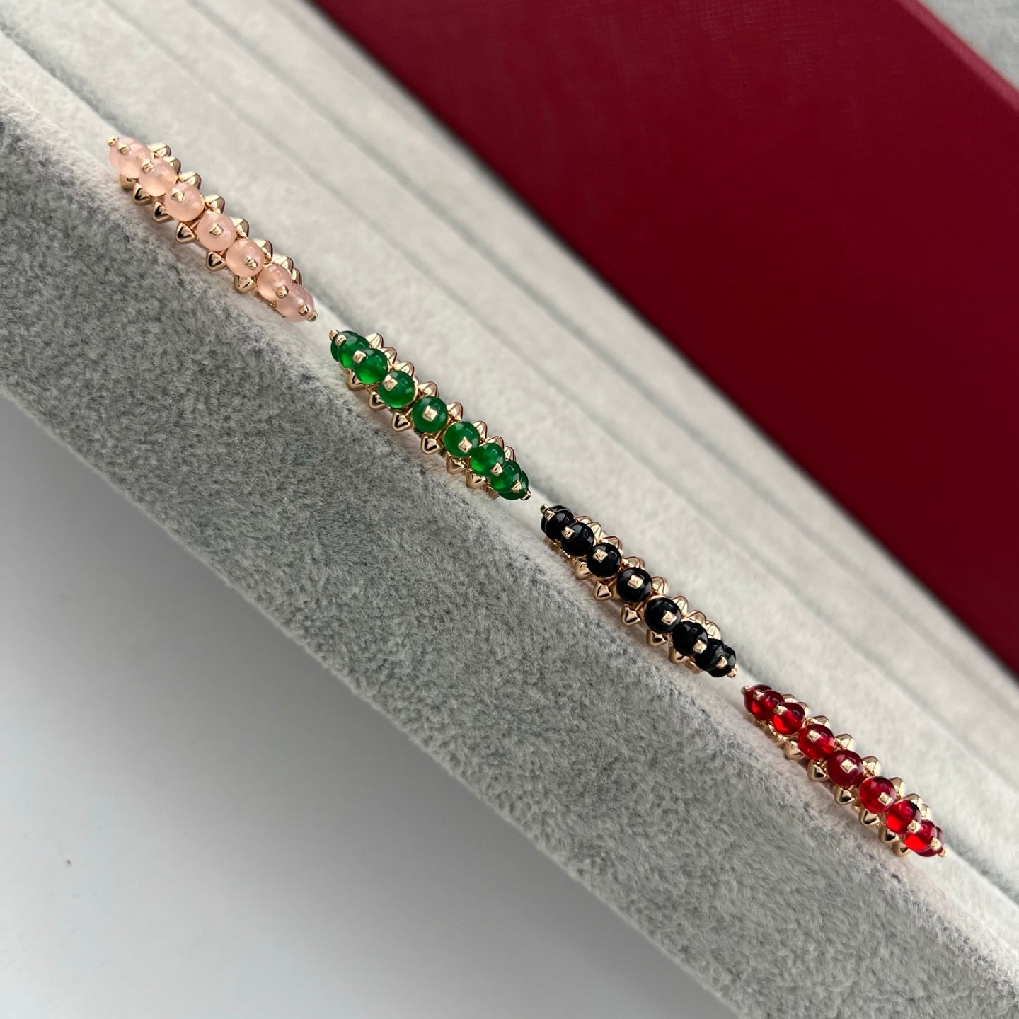 [Glow Jewelry]PYRAMID COLORED STONE STUD RING