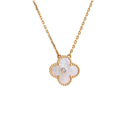 ¡®Glow Jewelry¡¯CLOVER 15MM DIAMOND WHITE FRITILLARIA NECKLACE