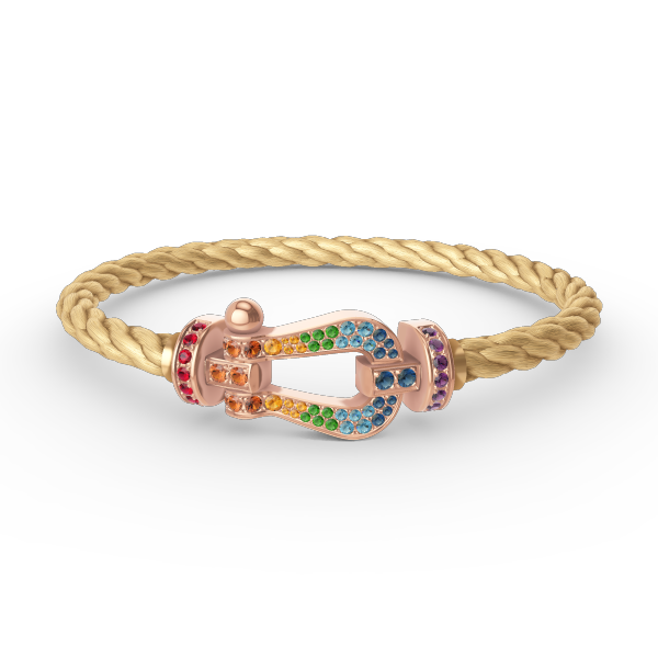 [Glow Jewelry]FORCE LARGE HORSESHOE  COLORED DIAMOND BRACELET ROSE GOLD