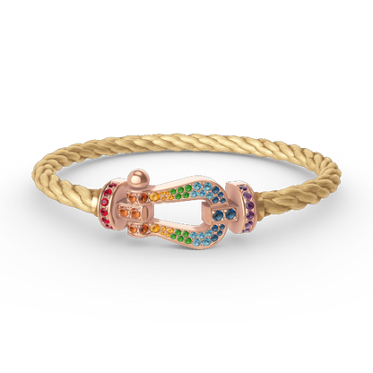 [Glow Jewelry]FORCE LARGE HORSESHOE  COLORED DIAMOND BRACELET ROSE GOLD