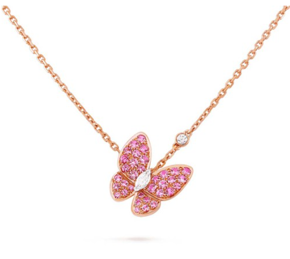 ¡®Glow Jewelry¡¯BUTTERFLY RED DIAMOND ROSE GOLD NECKLACE