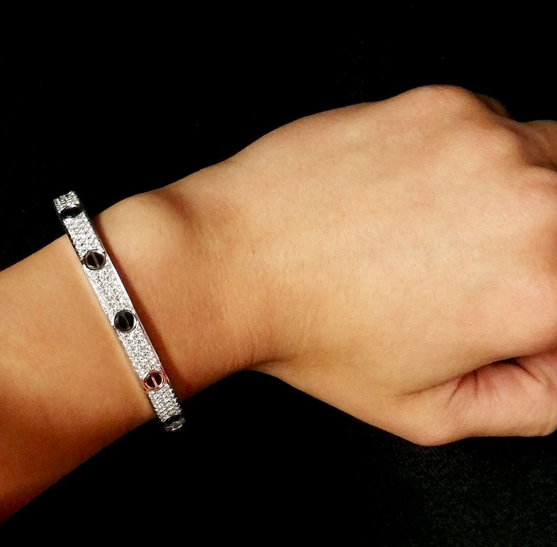 [Glow Jewelry]LOVE BRACELET 6.1MM DIAMOND-PAVED CERAMIC