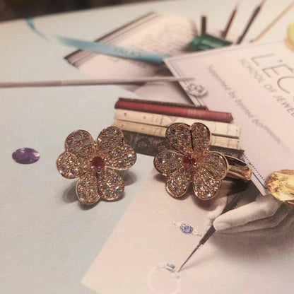 ¡®Glow Jewelry¡¯FRIVOLE PINK GOLD FLOWER DIAMOND EARRINGS