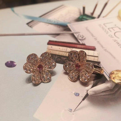 [Glow Jewelry]FRIVOLE PINK GOLD FLOWER DIAMOND EARRINGS