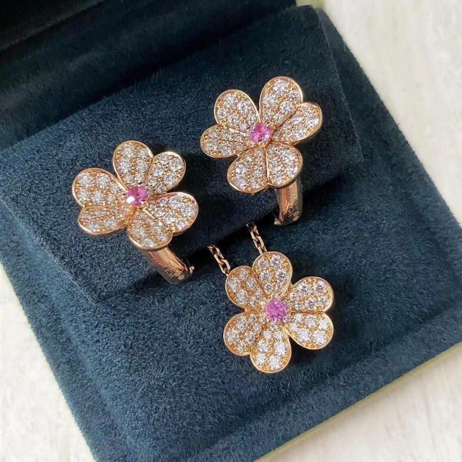 [Glow Jewelry]FRIVOLE PINK GOLD FLOWER DIAMOND EARRINGS