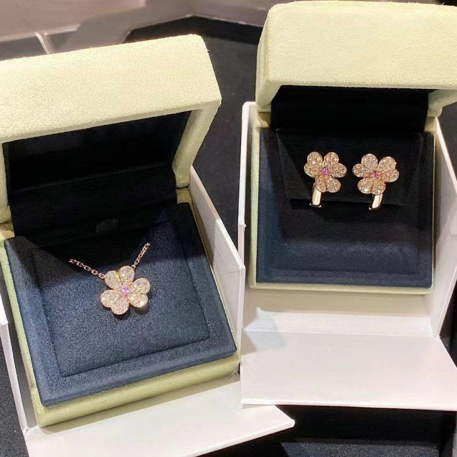 [Glow Jewelry]FRIVOLE ROSE GOLD FLOWER DIAMOND NECKLACE