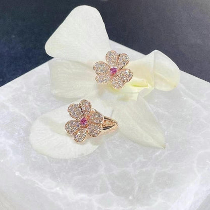 [Glow Jewelry]FRIVOLE PINK GOLD FLOWER DIAMOND EARRINGS