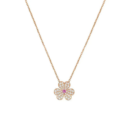 [Glow Jewelry]FRIVOLE ROSE GOLD FLOWER DIAMOND NECKLACE