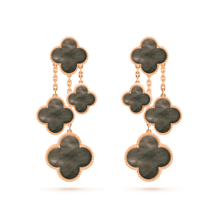 ¡®Glow Jewelry¡¯CLOVER EARRINGS DARK MOP 4 MOTIFS ROSE GOLD