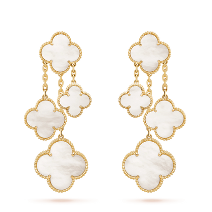 [Glow Jewelry]CLOVER EARRINGS WHITE MOP 4 MOTIFS GOLD