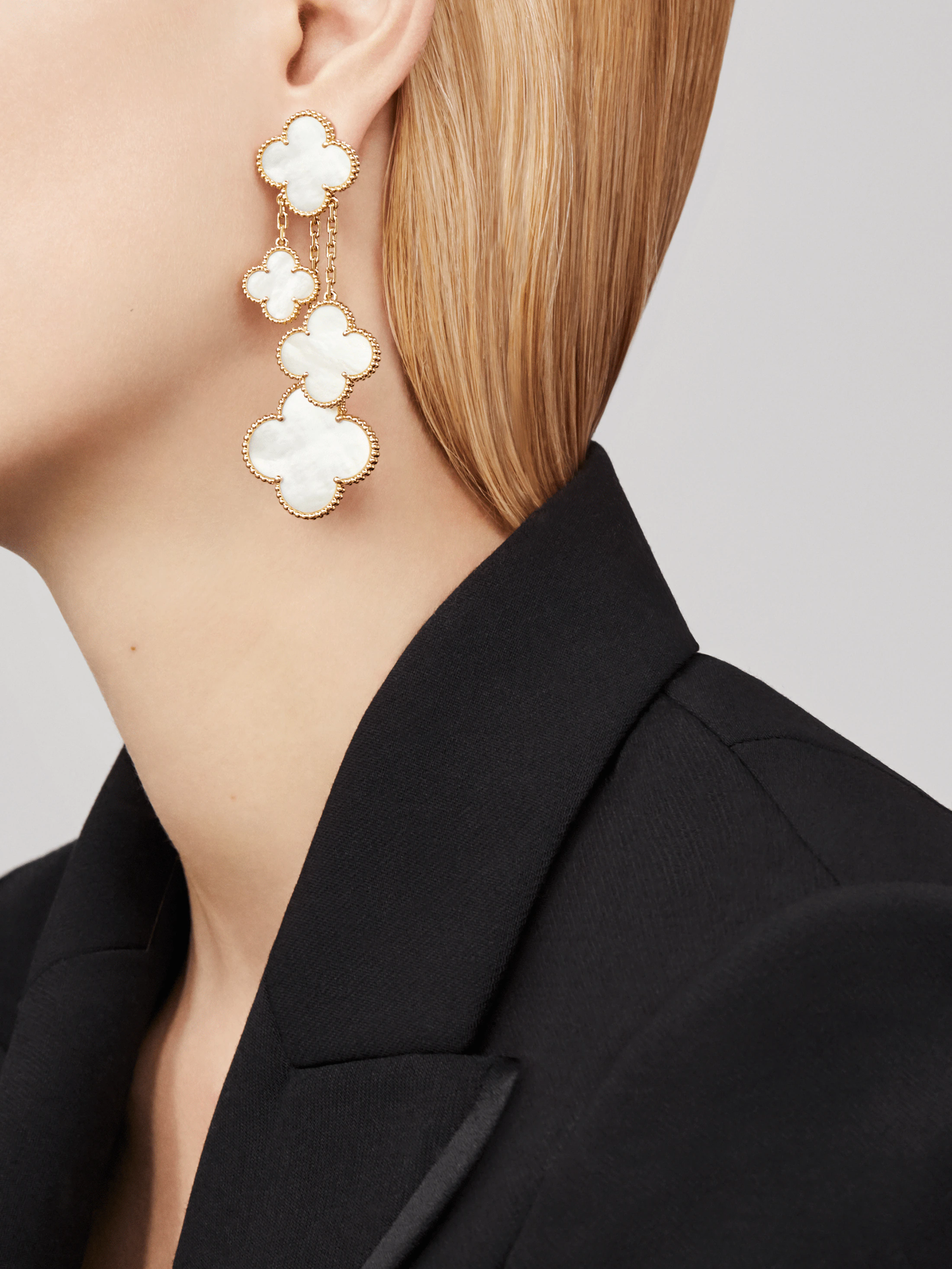 ¡®Glow Jewelry¡¯CLOVER EARRINGS WHITE MOP 4 MOTIFS GOLD