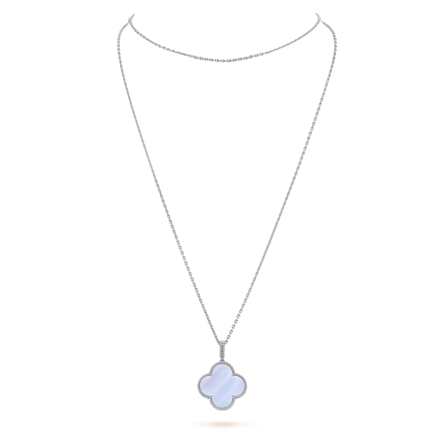 [Glow Jewelry]CLOVER SILVER CHALCEDONY BIG CLOVER NECKLACE